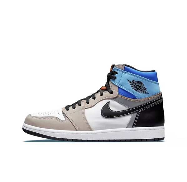 Men's Running Weapon Air Jordan 1 White/Blue/Black Shoes 275