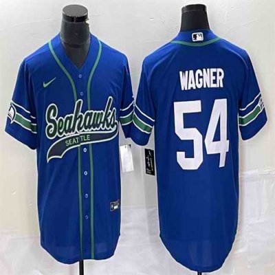 Men's Seattle Seahawks #54 Bobby Wagner Royal Throwback Cool Base Stitched Baseball Jersey