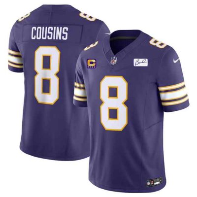 Men's Minnesota Vikings #8 Kirk Cousins Purple 2023 F.U.S.E. F.U.S.E. Bud Grant patch With 4-Star C Patch Vapor Untouchable Limited Stitched Jersey