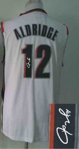 Revolution 30 Autographed Blazers #12 Lamarcus Aldridge White Stitched NBA Jersey