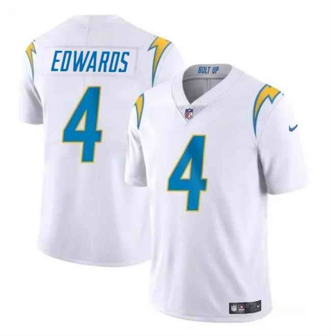 Men's Los Angeles Chargers #4 Gus Edwards White Vapor Limited Stitched Football Jersey