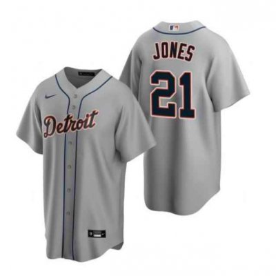 Men's Detroit Tigers #21 Jacoby Jones Grey Cool Base Stitched Jersey