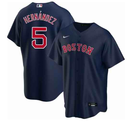 Men's Boston Red Sox #5 Kik' Hern'ndez Navy Cool Base Stitched Baseball Jersey