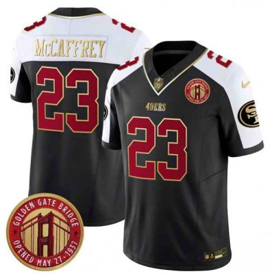 Men's San Francisco 49ers #23 Christian McCaffrey Balck F.U.S.E. Golden Gate Bridge Patch Alternate Vapor Limited Stitched Football Jersey