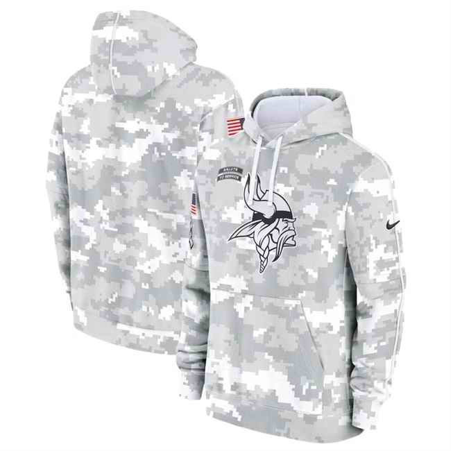 Youth Minnesota Vikings 2024 White/Gray Salute To Service Pullover Hoodie