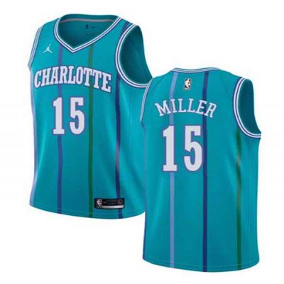 Men's Charlotte Hornets #15 Percy Miller Aqua Stitched Basketball Jersey