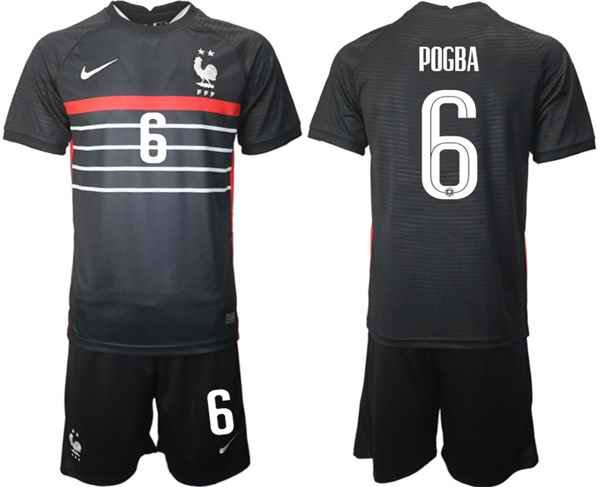 Men's France #6 Pogba Black 2022 FIFA World Cup Home Soccer Jersey Suit