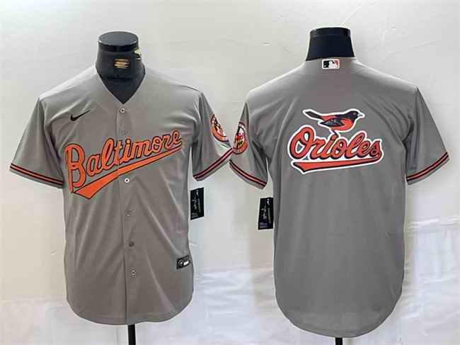 Men's Baltimore Orioles Gray Team Big Logo Cool Base Stitched Jersey