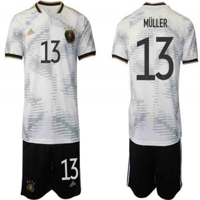 Men's Germany #13 M'ller White 2022 FIFA World Cup Home Soccer Jersey Suit