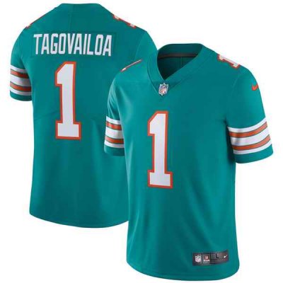 Youth Miami Dolphins #1 Tua Tagovailoa Aqua Color Rush Limited Stitched Jersey