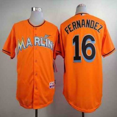 marlins #16 Jose Fernandez Orange Alternate 1 Stitched MLB Jersey