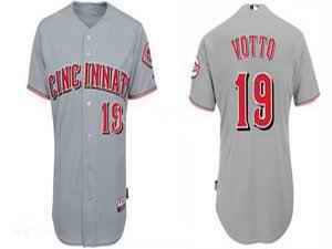 Reds #19 Joey Votto Grey Cool Base Stitched MLB Jersey