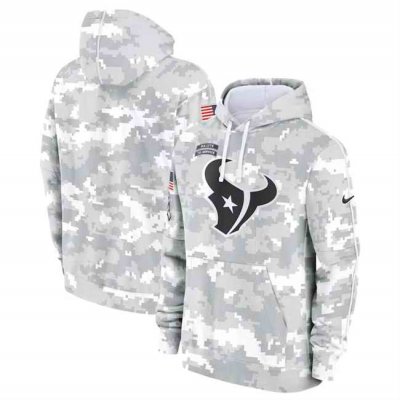 Youth Houston Texans 2024 White/Gray Salute To Service Pullover Hoodie