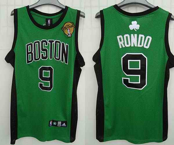 Celtics #9 Rajon Rondo Stitched Green Black Number Final Patch NBA Jersey