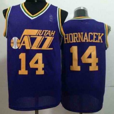 Jazz #14 Jeff Hornacek Purple Throwback Stitched NBA Jersey