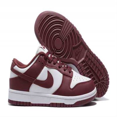 Men's Dunk Low Burgundy White Shoes 0232