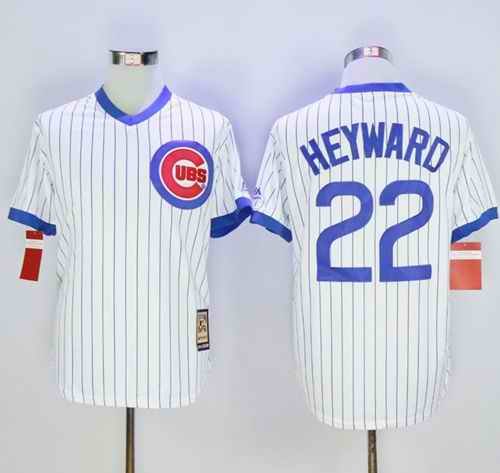 Cubs #22 Jason Heyward White Strip Home Cooperstown Stitched MLB Jersey