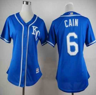 Royals #6 Lorenzo Cain Blue Alternate 2 Women's Stitched MLB Jersey