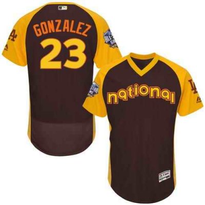 Dodgers #23 Adrian Gonzalez Brown Flexbase Authentic Collection 2016 All-Star National League Stitched MLB Jersey