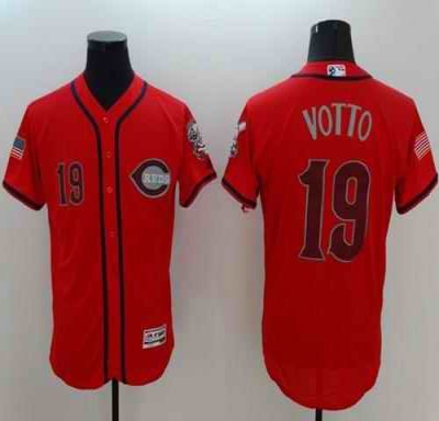 Reds #19 Joey Votto Red Fashion Stars & Stripes Flexbase Authentic Stitched MLB Jersey