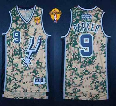 Spurs #9 Tony Parker Camo Finals Patch Stitched NBA Jersey