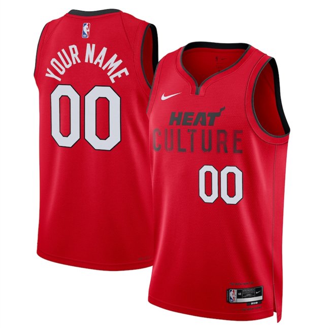 Men's Miami Heat Active Player Custom Red 2024/25 City Edition Stitched Basketball Jersey