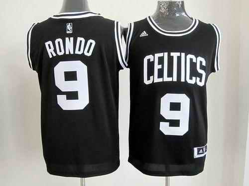 Celtics #9 Rajon Rondo Black/White Number Stitched NBA Jersey