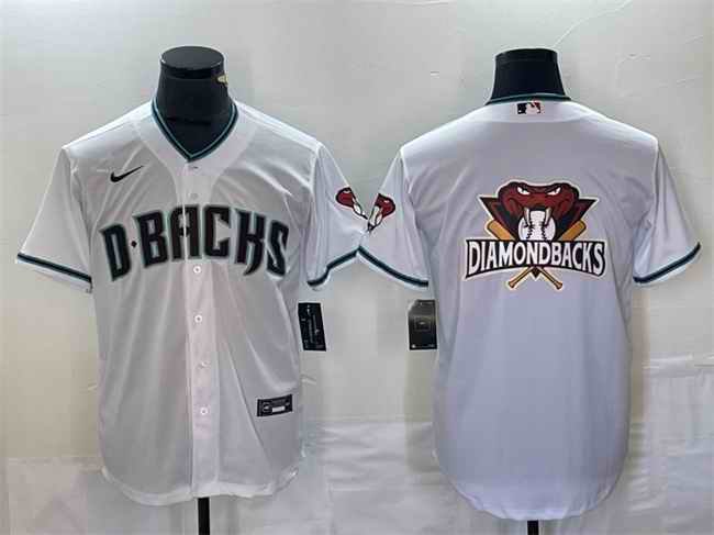 Men's Arizona Diamondbacks White Team Big Logo Cool Base Stitched Baseball Jersey