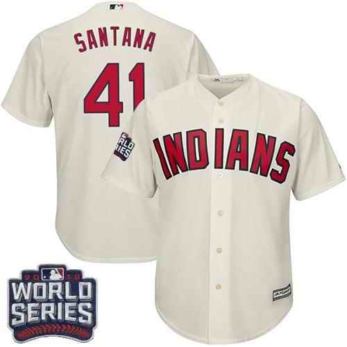 Indians #41 Carlos Santana Cream Alternate 2016 World Series Bound Stitched Youth MLB Jersey