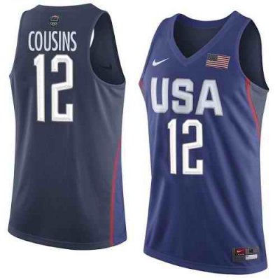 Nike Team USA #12 DeMarcus Cousins Navy Blue 2016 Dream Team Game NBA Jersey