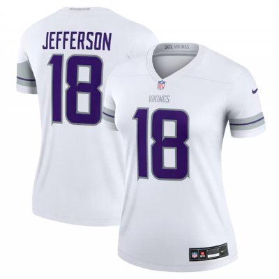 Women's Minnesota Vikings #18 Justin Jefferson White Winter Warrior Limited Stitched Jersey(Run Small)