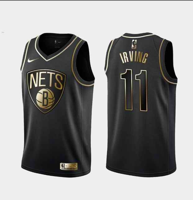 Men's Brooklyn Nets #11 Kyrie Irving Black 2019 Golden Edition Stitched NBA Jersey