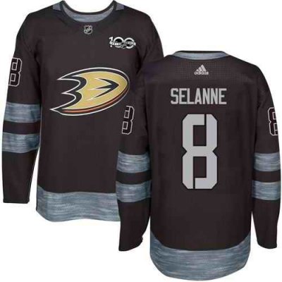 Ducks #8 Teemu Selanne Black 1917-2017 100th Anniversary Stitched NHL Jersey