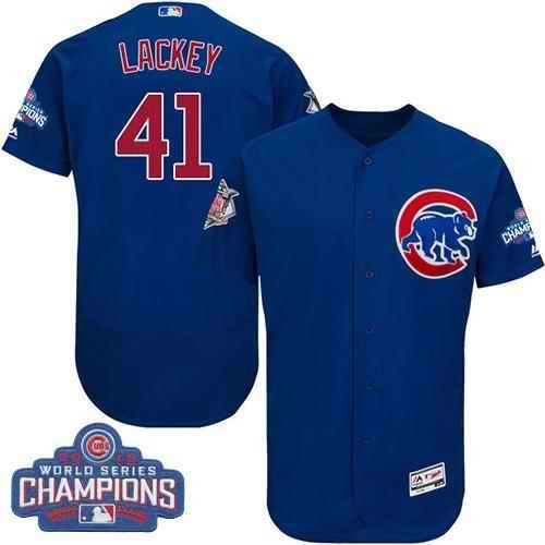 Cubs #41 John Lackey Blue Flexbase Authentic Collection 2016 World Series Champions Stitched MLB Jersey