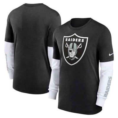 Men's Las Vegas Raiders Heather Black Slub Fashion Long Sleeve T-Shirt