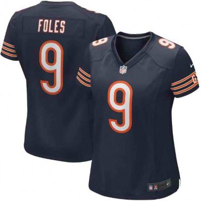 Women's Chicago Bears #9 Nick Foles Navy Stitched Jersey(Run Small)