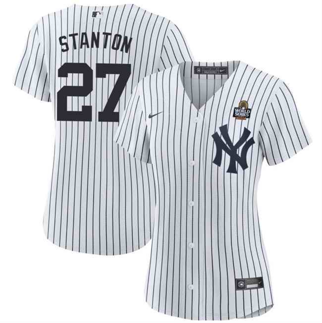 Women's New York Yankees #27 Giancarlo Stanton White 2024 World Series Cool Base Stitched Baseball Jersey(Run Small)