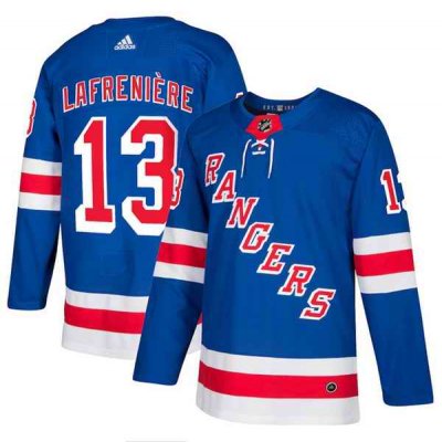 Men's New York Rangers #13 Alexis Lafreni're Blue Stitched NHL Jersey