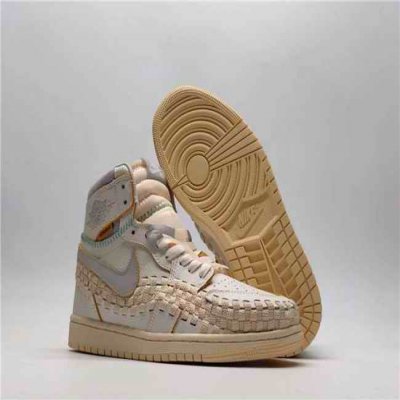 Women's Running Weapon Air Jordan 1 High Top Cream Shoes 0340