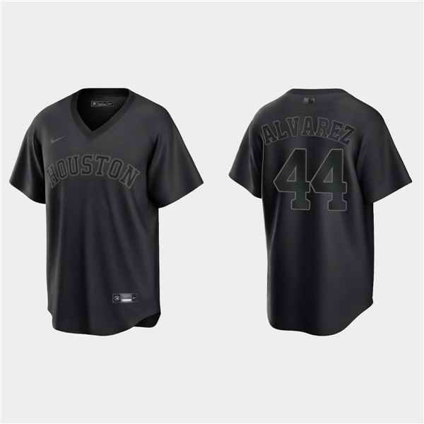 Men's Houston Astros #44 Yordan Alvarez Black Pitch Black Fashion Replica Stitched Jersey