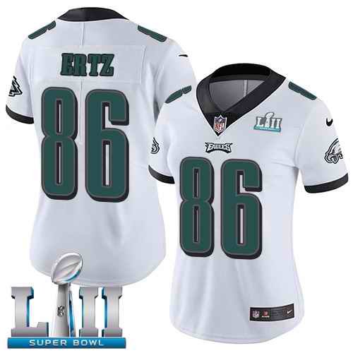 Women's Philadelphia Eagles #86 Zach Ertz White Super Bowl LII Bound Patch Game Event Stitched NFL Jersey