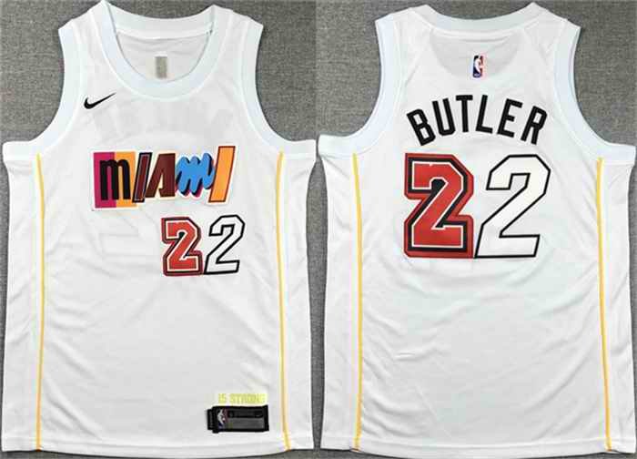 Youth Miami Heat #22 Jimmy Butler White City Edition Stitched Jersey