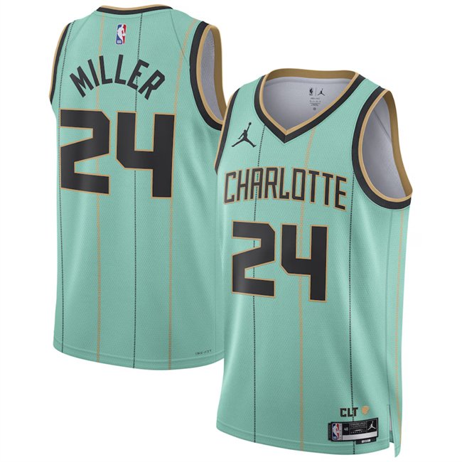 Men's Charlotte Hornets #24 Brandon Miller Mint 2024/25 City Edition Stitched Basketball Jersey