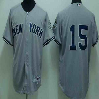 Yankees #15 Thurman Munson Stitched Grey MLB Jersey