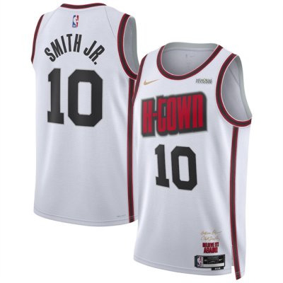 Men's Houston Rockets #10 Jabari Smith Jr. White 2024/25 City Edition Stitched Jersey