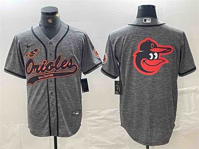 Men's Baltimore Orioles Gray Team Big Logo Cool Base Stitched Jersey