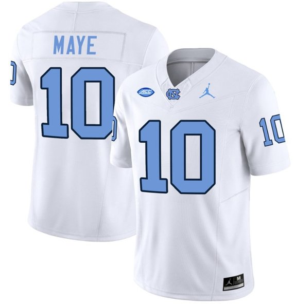 Men's North Carolina Tar Heels #10 Drake Maye White Limited College Stitched Jersey