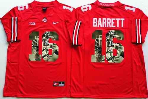 Buckeyes #16 J. T. Barrett Red Player Fashion Stitched NCAA Jersey