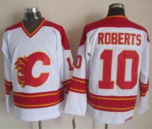 Flames #10 Gary Roberts White CCM Throwback Stitched NHL Jersey