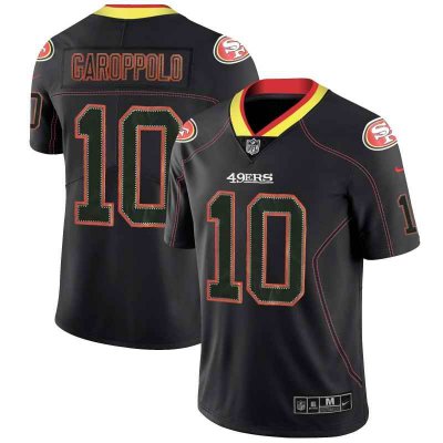 Men's San Francisco 49ers #10 Jimmy Garoppolo NFL 2018 Lights Out Black Color Rush Limited Jersey